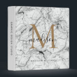 Monogram White Gold Marble Script Office School Binder<br><div class="desc">Elegant Monogram Gold White Marble Gold Script Name Home Office Professional Work Back to School Recipe Cookbook 3 ring binder</div>