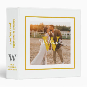 Monogram White Gold Wedding Photo Album Binder