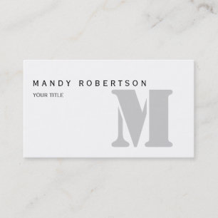 Monogram White Grey Business Card