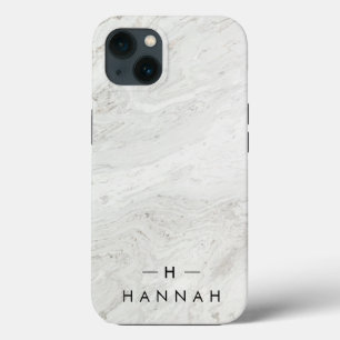 Monogram White Gry Elegant Gold Minimalist iPhone 13 Case