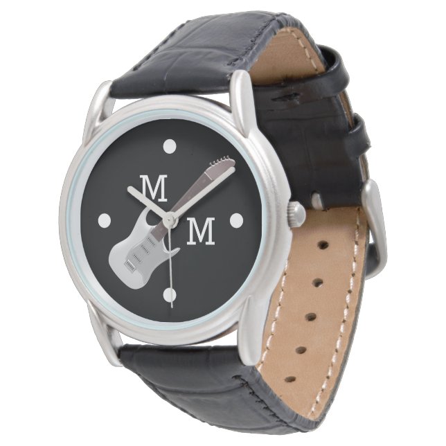 Monogram White Guitar Design Watch (Angled)