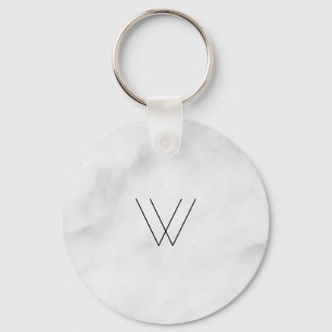 Monogram White Marble Keychain