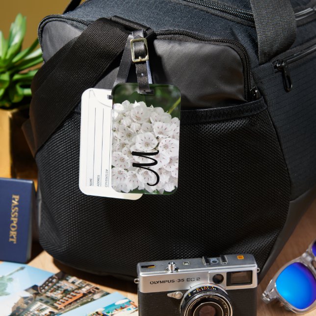 Monogram White Mountain Laurel Floral  Luggage Tag (Front & Back)