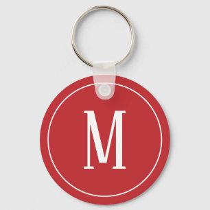 Monogram White on Dark Red Keychain