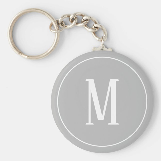 Monogram White on Grey Keychain (Front)