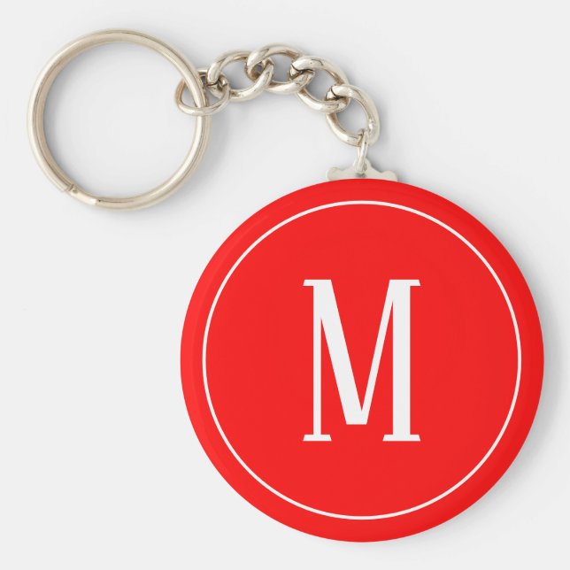 Monogram White on Red Keychain (Front)
