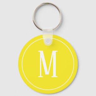 Monogram White on Yellow Keychain