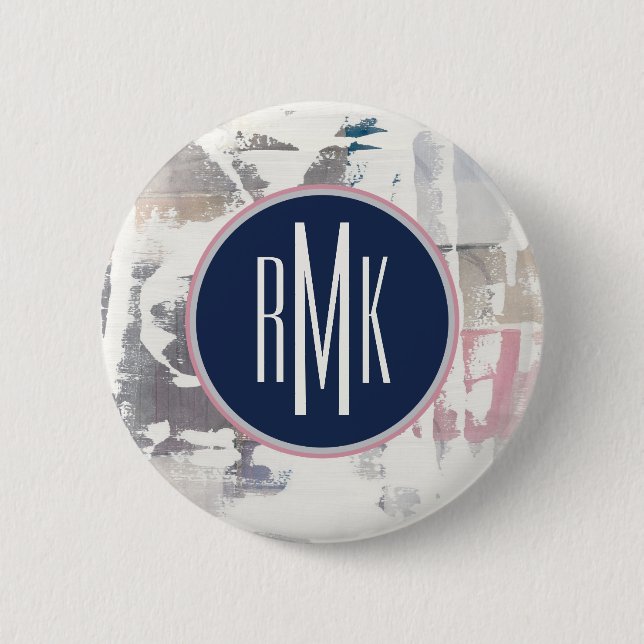 Monogram | White Out Crop 2 Inch Round Button (Front)