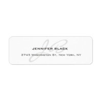 Monogram White Plain Modern Minimalist