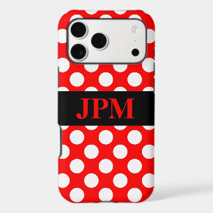 Monogram White Polka Dots on Red