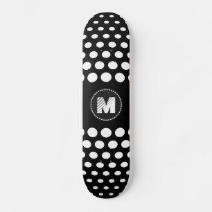 Monogram White Polka Dots Pattern Skateboard