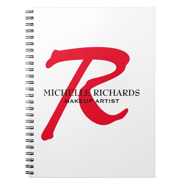 Monogram White & Red Makeup Artist Notebook (Front)