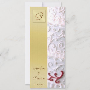 Monogram White Scroll Wedding Programme Invitation