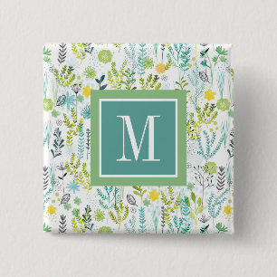 Monogram Wild and Free Pattern 2 Inch Square Button