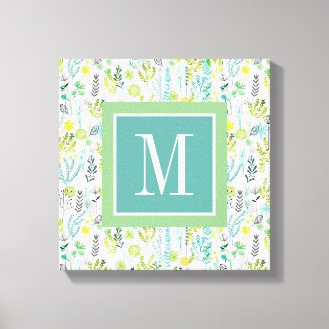 Monogram | Wild and Free Pattern Canvas Print (Front)