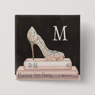 Monogram Wild Apple Elegant High Heel Fashion 2 Inch Square Button