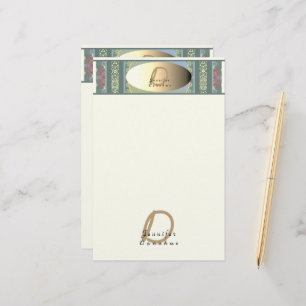 Monogram Wildflower Metallic-like Label Stationery