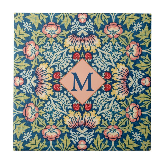 Monogram William Morris Geometric Pattern Tile (Front)