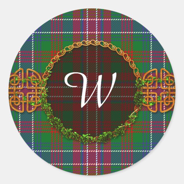 Monogram Wilson Tartan Classic Round Sticker (Front)