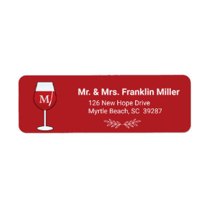 Monogram Wine Glass Return Address