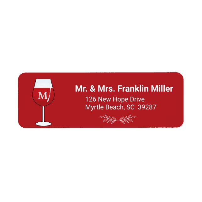Monogram Wine Glass Return Address (Front)