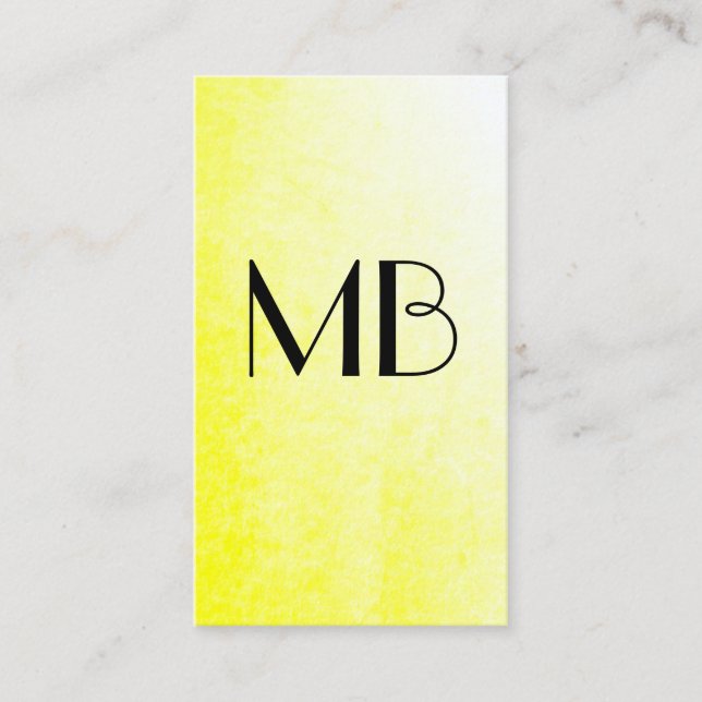 Monogram Wine Yellow Business Card (Front)