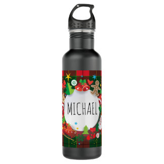 Monogram Winter Holiday Christmas Scottish Pattern 710 Ml Water Bottle