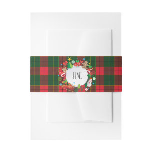 Monogram Winter Holiday Christmas Symbols Pattern Invitation Belly Band