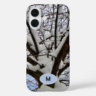 Monogram Winter Snowy Tree Crown Photo - iPhone 16 Case