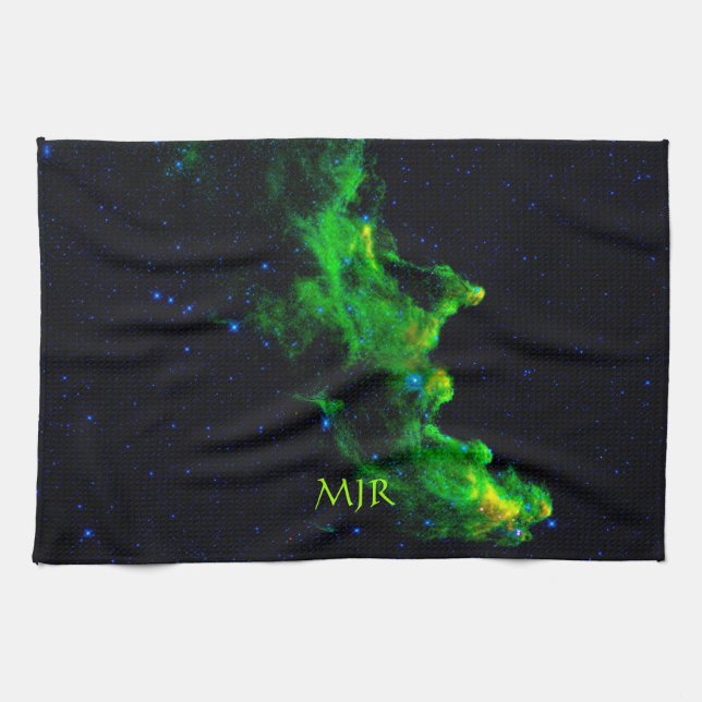 Monogram, Witch Head Nebula deep space image Kitchen Towel (Horizontal)