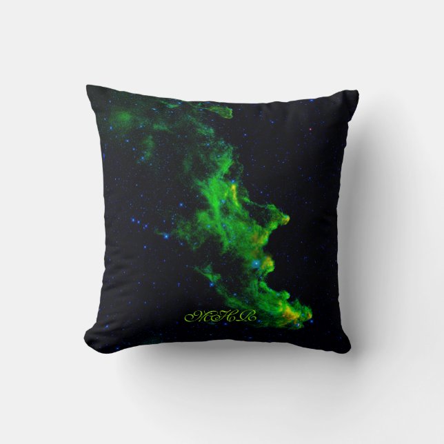 Monogram, Witch Head Nebula deep space image Throw Pillow (Front)