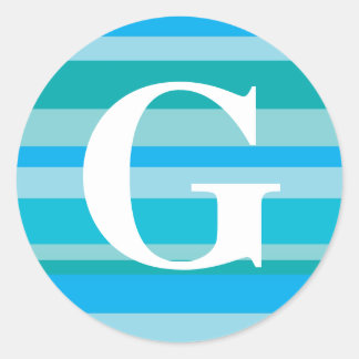 Monogram with a Colourful Striped Background - G Classic Round Sticker