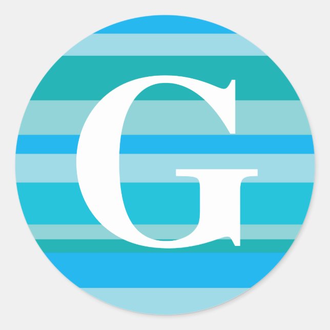 Monogram with a Colourful Striped Background - G Classic Round Sticker (Front)