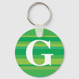Monogram with a Colourful Striped Background - G Keychain