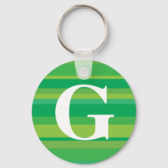 Monogram with a Colourful Striped Background - G Keychain (Front)