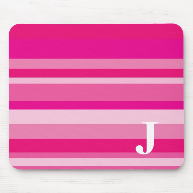 Monogram with a Colourful Striped Background - J Mouse Pad (Front)