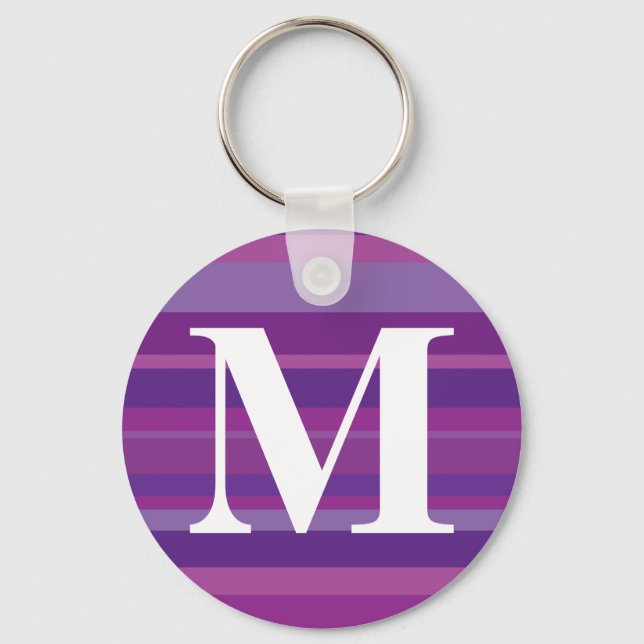 Monogram with a Colourful Striped Background - M Keychain (Front)