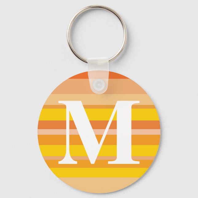 Monogram with a Colourful Striped Background - M Keychain (Front)
