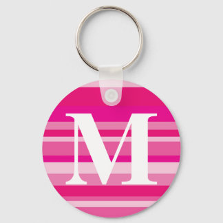 Monogram with a Colourful Striped Background - M Keychain