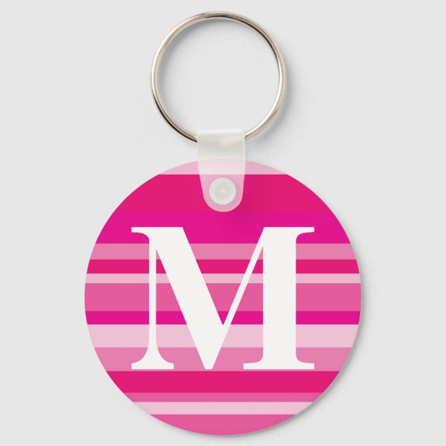 Monogram with a Colourful Striped Background - M Keychain (Front)