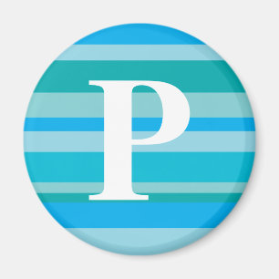 Monogram with a Colourful Striped Background - P Magnet