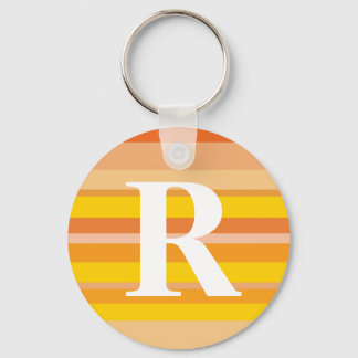 Monogram with a Colourful Striped Background - R Keychain