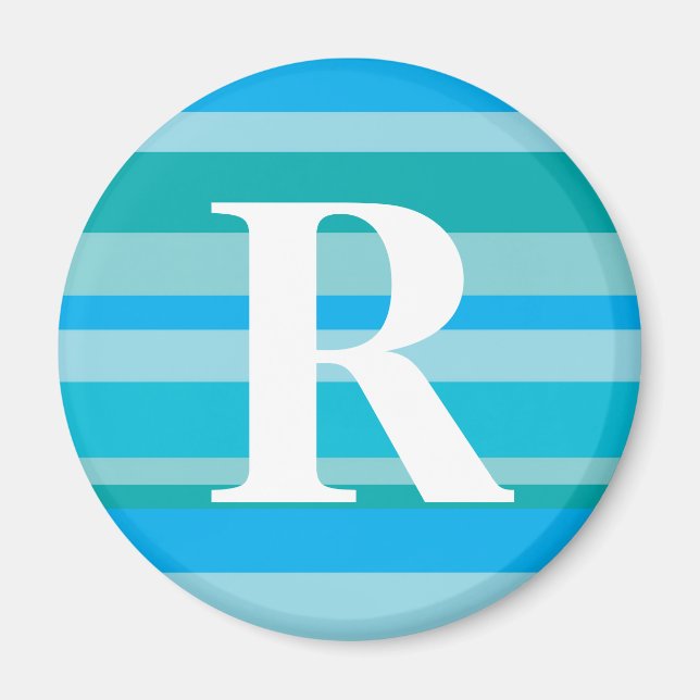 Monogram with a Colourful Striped Background - R Magnet (Front)