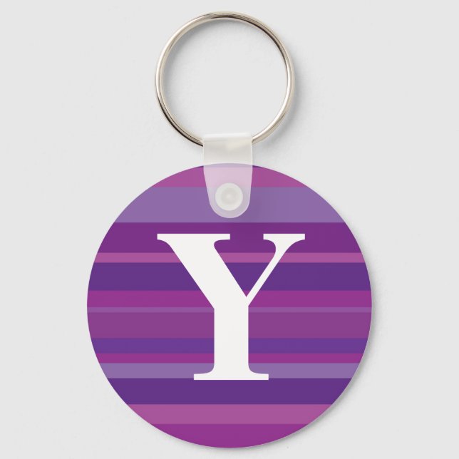 Monogram with a Colourful Striped Background - Y Keychain (Front)