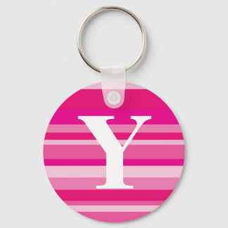 Monogram with a Colourful Striped Background - Y Keychain