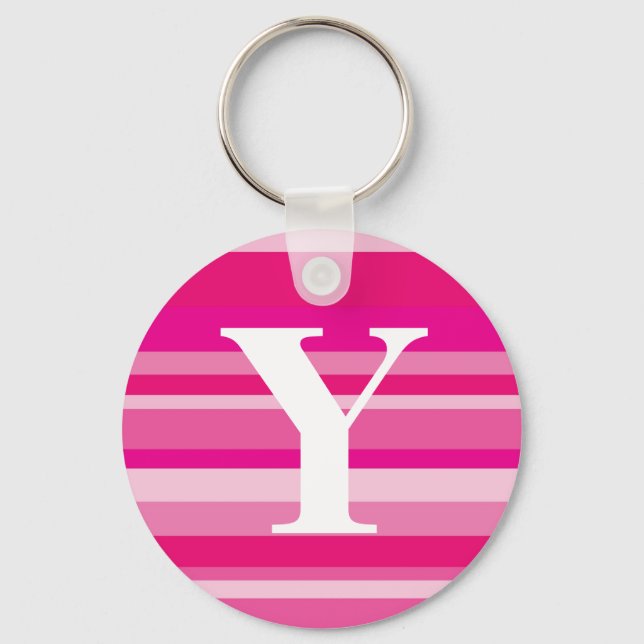 Monogram with a Colourful Striped Background - Y Keychain (Front)