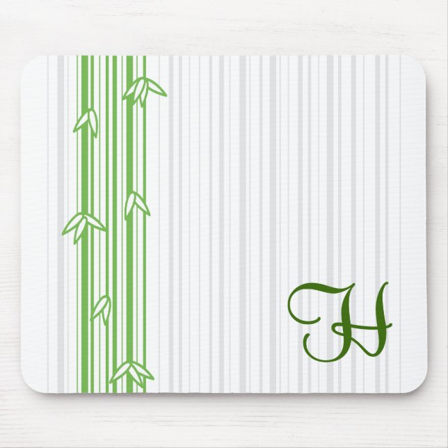Monogram with Bamboo Background - Letter H Mouse Pad (Front)