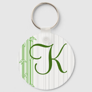 Monogram with Bamboo Background - Letter K Keychain