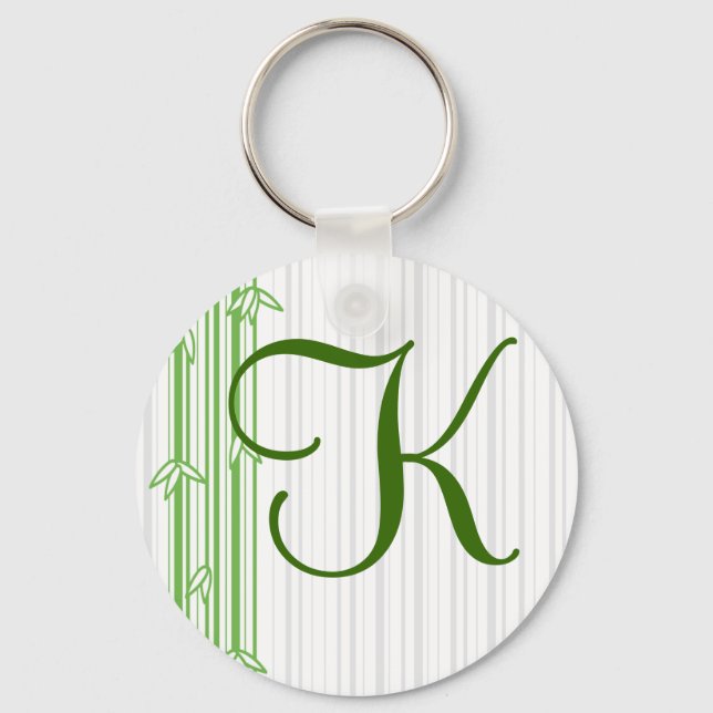 Monogram with Bamboo Background - Letter K Keychain (Front)