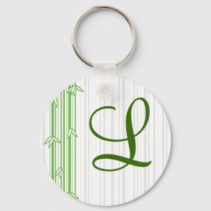 Monogram with Bamboo Background - Letter L Keychain